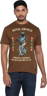 ROYAL ENFIELD Printed Men Round Neck Brown T-Shirt