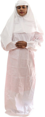 Fantasia Cotton Blend Solid Abaya With Hijab(White)