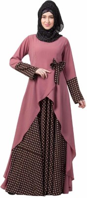 BT - Being Traditional Cotton Blend Polka Print Abaya(Pink)