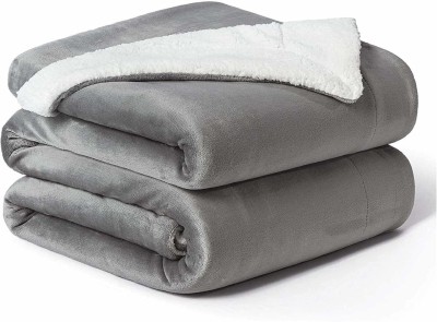 AkiN Solid Single Sherpa Blanket for  Heavy Winter(Fur, Grey)