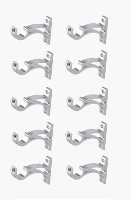 BUCKLER Silver Rod Rail Bracket, Curtain Knobs, Tieback Hook Metal(Pack of 10)