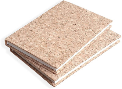 INNAXA Hard cover Notebook,Natural shade Paper A5 Diary Blank 128 Pages(Cork Fabric, Pack of 2)