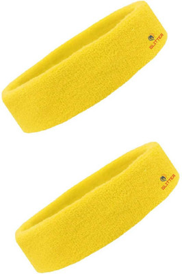 Glitter Workout Headband Moisture Wicking & Non-Slip Exercise for All Sports Games Set of 2 Yellow Head Band(Yellow)