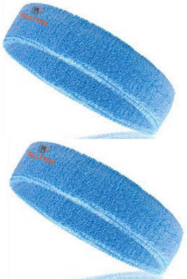 Glitter Workout Headband Moisture Wicking & Non-Slip Exercise for All Sports Games Set of 2 Sky Head Band(Blue)