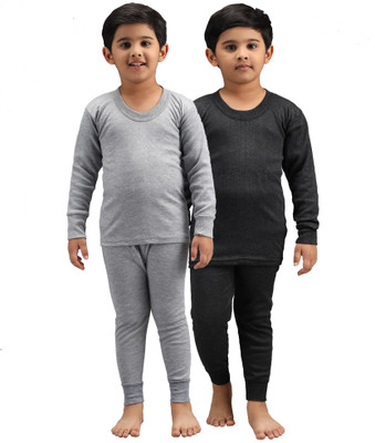 ANIXA Top - Pyjama Set For Boys & Girls(Grey, Pack of 2)