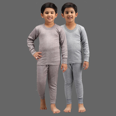 ANIXA Top - Pyjama Set For Boys & Girls(Grey, Pack of 2)
