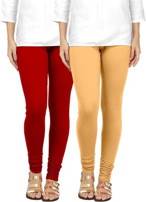 Kanchan Churidar Length Ethnic Wear Legging(Red, Beige, Solid)