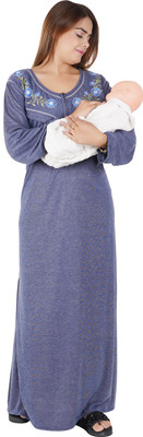 RILO Women Maternity/Nursing Nighty(Grey)