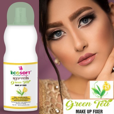 ECOSOFT Ultimate Green Tea Extract Make-Up Fixer Mist directly onto makeup brush and apply product as usual to prolong wear, New Advance completely made with temperature control formula. Refreshing and rejuvenating skin makeup setting spray long lasting & moisturizing. Green Tea Long Lasting Moistur