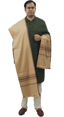 Vrinde Wool Solid Men Shawl(Beige, Yellow)