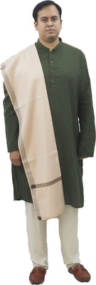 KAVIM Wool Self Design Men, Women Shawl(Beige)