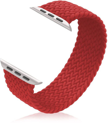 Viraan Braided Solo Loop Strap Compatible with Apple Watch Strap (38MM/40MM/41MM) (MEDIUM SIZE) Elastic Nylon Band Compatible for iWatch Series 7 6 5 4 3 2 1, SE Smart Watch Strap(Red)