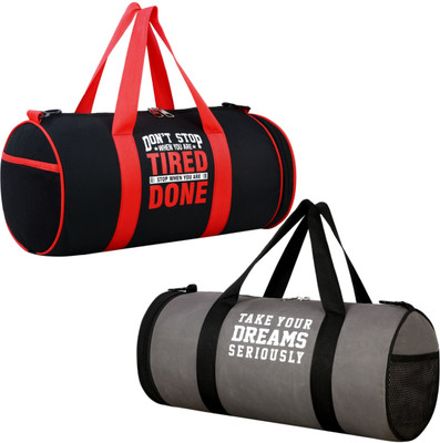 Dmade combo of 2 water resistant premium quality gym bag with separate shoe compartment(Black, Kit Bag)