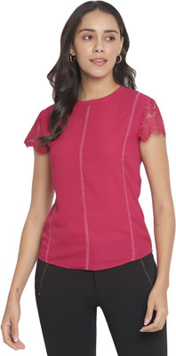 Marc Loire Casual Self Design Women Pink Top