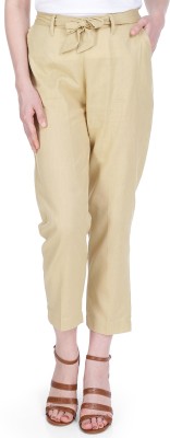 Plus Size Regular Fit Women Beige Trousers