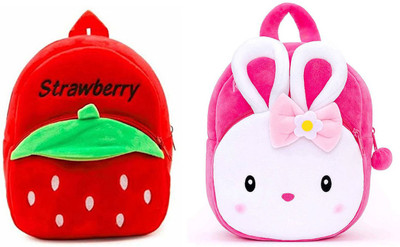 7Eleven Enterprise BM-combo of 2 pink kinggo rabbirt, red strawberry_758 12 L Backpack(Multicolor)