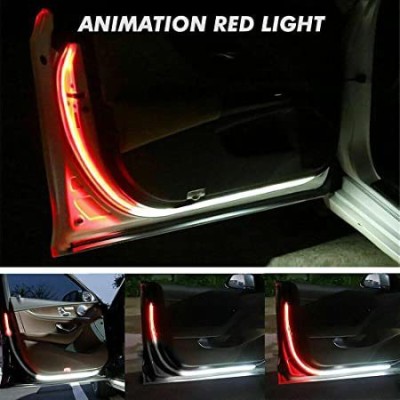 goshop 2PCS Car Door Opening Warning Lights 144 LED Strobe Flashing Signal Anti Rear-end Collision Safety Streamer Strip Lamps welcome Flash light (RED& ICE BLUE) Car Fancy Lights(Red, Blue)