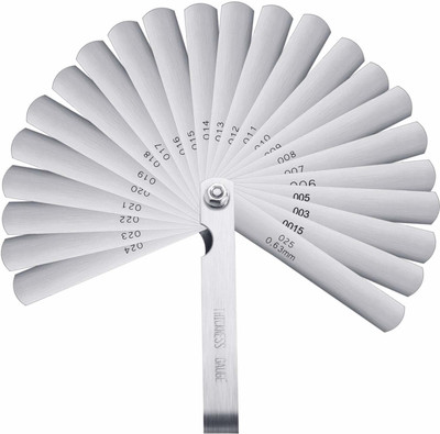 uptodatetools Stainless Steel Feeler Gauge Dual Marked Metric and Imperial Gap Measuring Tool (0.0015/0.04-0.025/0.63 mm, 26 Blades) Marking Gauge