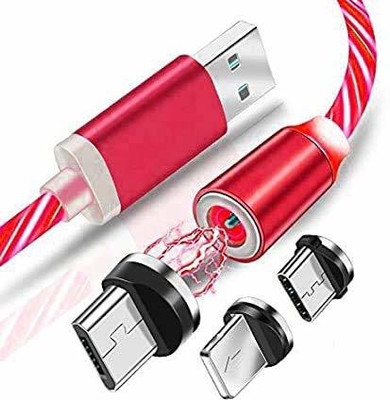 IMMUTABLE Magnetic Charging Cable 1 m 44 Magnetic USB 360 Degree Rotation 3 in 1 Fast Charging Data Cable 1 m Magnetic Charging Cable(Compatible with All mobile, Multicolor, One Cable)