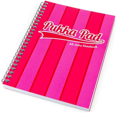 Pukka Pad A5 Size Single Pink Line Vogue Jotta Notepad Notebook Diary Ruled with Margin, 200 pages, Micro Perforated, 80gsm Spiral Wiro Bound, Printed Card Covers A5 Diary Ruled 200 Pages(Pink)