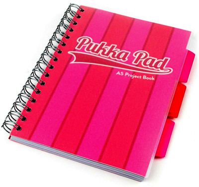 Pukka Pad A5 Size Single Pink Line Vogue Project 3 Subject line Book Notebook Diary Ruled 200 pages, Micro Perforated, 80gsm Spiral Wiro Bound, Colour Coded Repositionable Dividers with Storage Packet, Printed Polyprop Covers A5 Organizer Ruled 200 Pages(Pink) Pukka Pad A5 Size Single Pink Line Vogue Project 3 Subject line Book Notebook Diary Ruled 200 pages, Micro Perforated, 80gsm Spiral Wiro Bound, Colour Coded Repositionable Dividers with Storage Packet, Printed Polyprop Covers A5 Organizer Ruled 200 Pages(Pink)