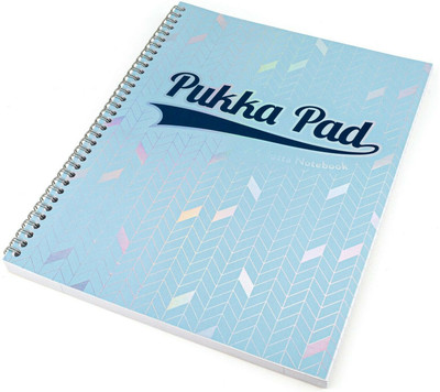 Pukka Pad A4 Size Light Blue Glee Jotta Notepad Notebook Diary Ruled with Margin, 200 pages, Micro Perforated, 80gsm, Spiral Silver Twin Wire, Card Cover, 4 Hole Punched A4 Notebook Ruled 200 Pages(Light Blue)