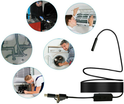 JRONJ Endoscope Mini HD Camera Snake Tube 7 mm Lens USB Inspection 6 LED Borescope camera with 5m wire Security Camera(1 Channel)