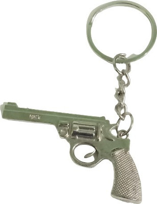 HOIVA PACK OF 1 Silver Gun Key Chain For Men & Women Key Chain
