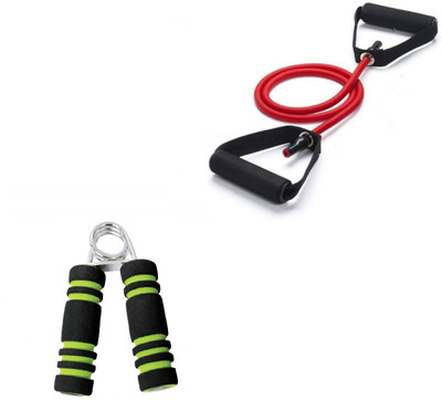 Dr Pacvu Trusted By Dr. Pack of 3 Combo | Foam Handle Hand Gripper For Increase Arms and fingers Physical Strength with Resisatence Band Toning Tube For Home Gym Body Stretching and Physcial Fitness | 1Pcs Hand Gripper and Single Band Toning Tubes | For Adults and Senior Citizen | Athletes Choice Fi