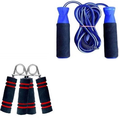 Dr Pacvu Athletes Choice Pack of 3 Combo | Foam Handle Hand Gripper For Increase Arms and fingers Physical Strength with Foam Handle Jumping Skipping Rope For Home Gym Body Stretching and Physcial Fitness | Hand Gripper and Jumping Skipping Rope | For Mens, Women, Adults | Athletes Choice Fitness Ac