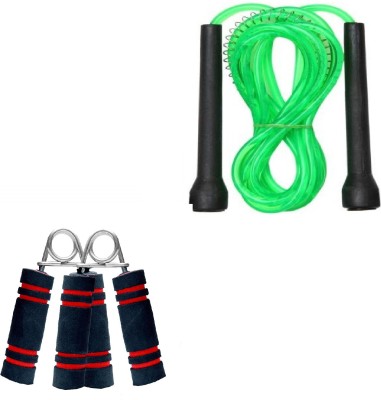 Dr Pacvu Athletes Choice Pack of 3 Combo | Foam Handle Hand Gripper For Increase Arms and fingers Physical Strength with Foam Handle Pencil Jumping Skipping Rope For Home Gym Body Stretching and Physcial Fitness | Hand Gripper and Pencil Skipping Rope | For Mens, Women, Adults | Athletes Choice Fitn