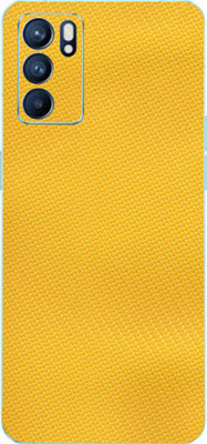 BUGGU Oppo Reno 6 Mobile Skin(Ultra Super Yellow Carbon Skin With High Matte Finish., Mobile Skin (Back+Side+Camera))