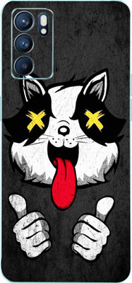 BUGGU Oppo Reno 6 Mobile Skin(Ultra Super Crazy Cat Skin With High Matte Finish., Mobile Skin (Back+Side+Camera))