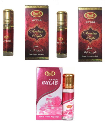 MONET 2 arabian night attar & 1 gulab attar,8 ml each,pack of 3 Floral Attar(Floral)