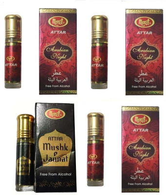 MONET 3 arabian night attar & 1 mushk e jannat attar.8 ml each,pack of 4. Floral Attar(Musk)