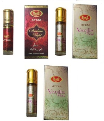 MONET 1 arabian night attar & vanila rose 2 attar,8 ml each,packof 3. Herbal Attar(Fruity)