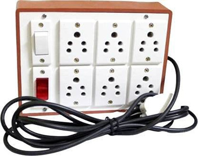 Ganpati Extension Board Heavy Duty Cable 2 Meter Wire with 6 Anchor Socket and 1 Anchor Switch and 1 Indicator with 3 Pin Plug Set of - 1 6  Socket Extension Boards(Orange, 2 m)