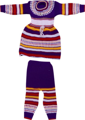 L Fashion Striped Round Neck Casual Baby Girls Multicolor Sweater