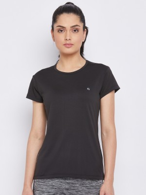 CRIMSOUNE CLUB Solid Women Round Neck Black T-Shirt