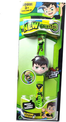 FLYmart Bene10 Face Based Omnnitrix WristWatch with Multicolor LED And Music For Kids(Green)
