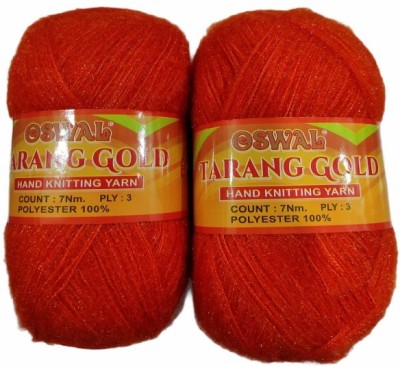 JEFFY Oswal Tarang Gold Knitting Wool Yarn, Soft Tarang Gold Feather Wool Ball Orange 300 gm Best Used with Knitting Needles, by Oswal Shade no-21