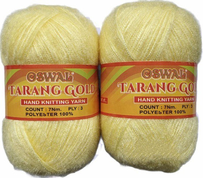 JEFFY Oswal Tarang Gold Knitting Wool Yarn, Soft Tarang Gold Feather Wool Ball Yellow 200 gm Best Used with Knitting Needles. by Oswal Shade no-2