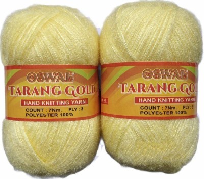 JEFFY Oswal Tarang Gold Knitting Wool Yarn, Soft Tarang Gold Feather Wool Ball Yellow 400 gm Best Used with Knitting Needles. by Oswal Shade no-2