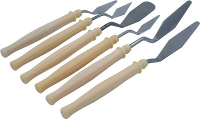 Levin Set Of 6 Palette Painting Knives of Various Sizes tula Polished skin & Shapes, Stainless Steel Scraper plastic Handle for Artist Canvas Oil Paint Color Mixing