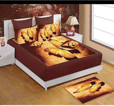 NARULA TRADERS 200 TC Velvet King 3D Printed Flat Bedsheet(Pack of 1, Multicolor)
