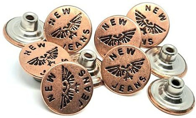 WonderKart Set Of 20 pcs Jeans Button No Sew Jeans Tack Buttons 17 mm Show Jeans Glossy Buttons Denim Buttons , DIY Project Buttons Hammer on Set with Rivets. Copper and Silver. Metal Buttons(Pack of 20)