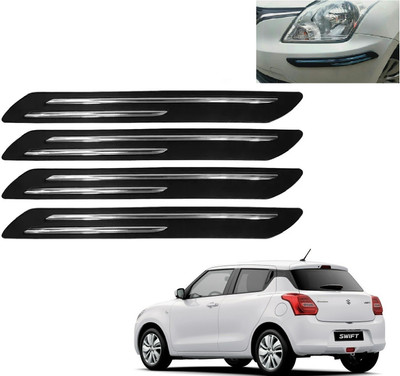 AuTO ADDiCT Stainless Steel, Plastic Car Bumper Guard(Black, Pack of 4, Maruti, New Swift)