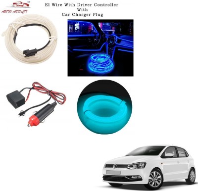AuTO ADDiCT EL Wire LED Strip Lights for Cars Interior,Neon Ice Blue,5mtrs,Decorative Light,Cold Light,Dashboard Light,Ambience Lamp For Volkswagen Polo Exquisite Car Fancy Lights(Blue)