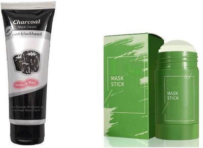AVEU Green Tea Mud Mask Deep Cleaning Oil Control Moisturizing Hydrating Skin Rotating Cream Mask Stick Mud Clay Mask And Charcoal(2 Items in the set)