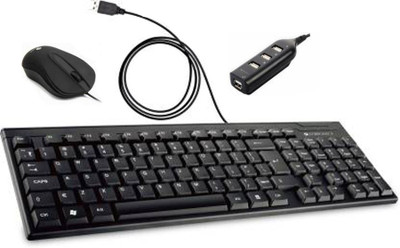 ZEBRONICS Zeb-K35 Keyboard, ZEB-WING Wired Optical Mouse and ZEB-90HB USB Hub Combo Set